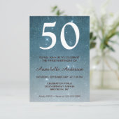 Invitation 50e anniversaire Marine Blue Galaxy Night Stars Ét (Debout devant)