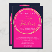 Invitation 50e anniversaire Marine Hot rose Anniversaire (Devant / Derrière)