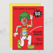 Invitation 50e Anniversaire Mens Funny Clown Epic Nouveau Ext (Devant / Derrière)