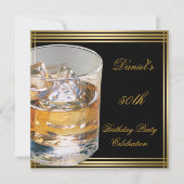 Invitation 50e anniversaire Mens Sepia Gold Boissons froides (Devant)