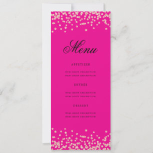 Invitation 50e anniversaire Menu Rose Gold Confetti Hot Pink