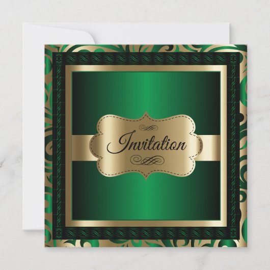 Invitation 50e anniversaire| Métallure et or verts (Devant)