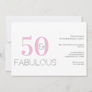 Invitation 50e anniversaire Modern Pink 50 et Fabulous Party