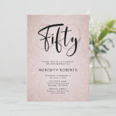 Invitation 50e anniversaire Modern Script Rose Gold Party (Debout devant)
