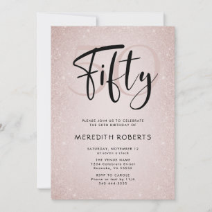 Invitation 50e anniversaire Modern Script Rose Gold Party