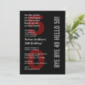 Invitation 50e anniversaire moderne Argent noir blanc rouge (Debout devant)