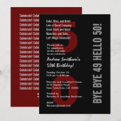 Invitation 50e anniversaire moderne Argent noir blanc rouge (Devant / Derrière)