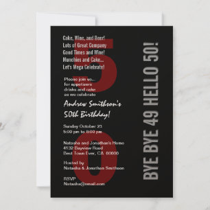 Invitation 50e anniversaire moderne Argent noir blanc rouge