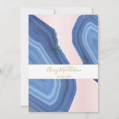 Invitation 50e Anniversaire Moderne Bleu Rose Agate Roche Min (Dos)