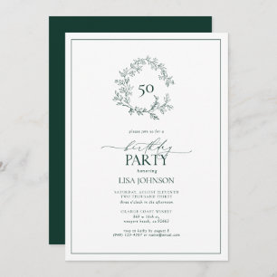 Invitation 50e anniversaire Moderne Emerald Green Leafy Crest