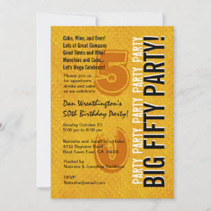 Invitation 50e anniversaire moderne Gold and Black Grunge