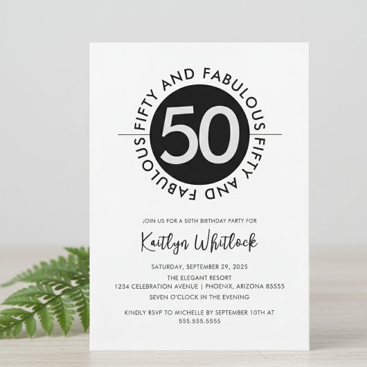 Invitation 50e anniversaire Moderne Gras et Fabuleux