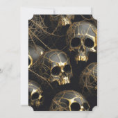 Invitation 50e anniversaire moderne Halloween Crâne d'or noir (Dos)