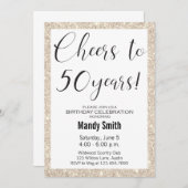 Invitation 50e anniversaire Moderne minimaliste Parties scint (Devant / Derrière)