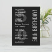 Invitation 50e anniversaire moderne noir blanc argent V31 (Debout devant)