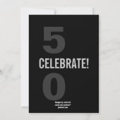 Invitation 50e anniversaire moderne noir blanc argent V31 (Dos)