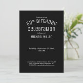 Invitation 50e anniversaire moderne noir blanc gris rayures (Debout devant)