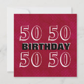 Invitation 50e anniversaire moderne rouge argent noir C947 (Dos)