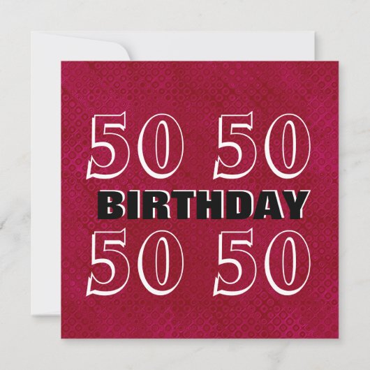 Invitation 50e anniversaire moderne rouge argent noir C947 (Dos)