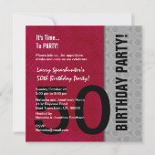 Invitation 50e anniversaire moderne rouge argent noir C947 (Devant)