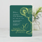 Invitation 50e anniversaire Moderne verte Margarita Fiesta (Debout devant)