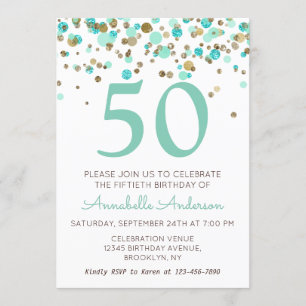 Invitation 50e Anniversaire Monnaie d'or Parties scintillant