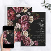 Invitation 50e anniversaire Moody moderne Bourgogne Blush Flo