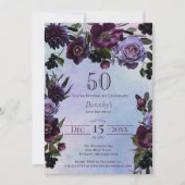 Invitation 50e anniversaire Moody Purple Gothic Flower (Devant)