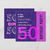 Invitation 50e anniversaire Motif de couleurs modernes et arg (Devant / Derrière)