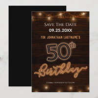 50e anniversaire Neon Enregistrer la date Invitati