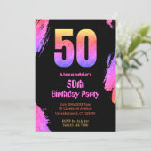 Invitation 50e anniversaire neon rose parties scintillant inv (Debout devant)