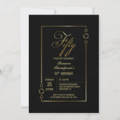 Invitation 50e anniversaire Noir avec Gold Frame Party (Devant)