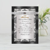 Invitation 50e anniversaire noir blanc damas (Debout devant)