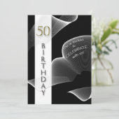 Invitation 50e Anniversaire, Noir/Blanc, Moderne (Debout devant)