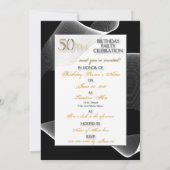 Invitation 50e Anniversaire, Noir/Blanc, Moderne (Dos)