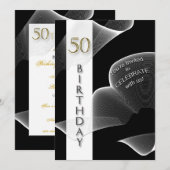 Invitation 50e Anniversaire, Noir/Blanc, Moderne (Devant / Derrière)