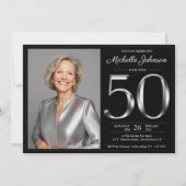 Invitation 50e anniversaire noir et argent (Devant)
