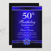 Invitation 50e anniversaire noir et bleu (Devant / Derrière)
