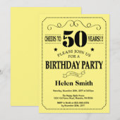 Invitation 50e anniversaire Noir et Jaune (Devant / Derrière)