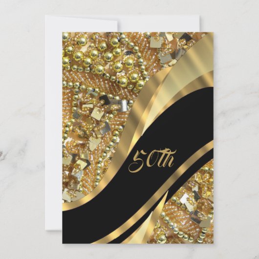 Invitation 50e anniversaire noir et or (Dos)