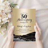 Invitation 50e anniversaire noir or