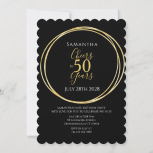 Invitation 50e Anniversaire Noir Or À la fête de 50 Ans