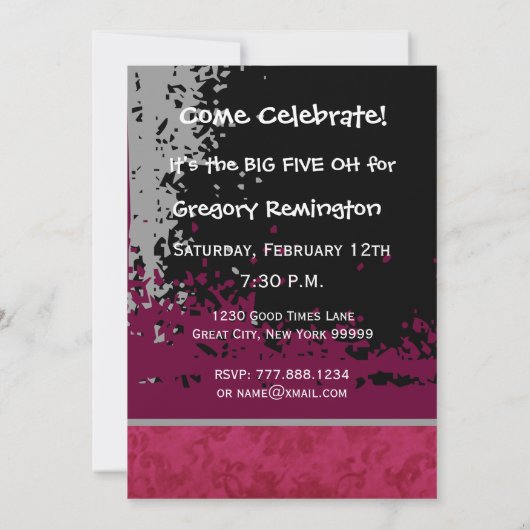 Invitation 50e anniversaire Nom personnalisé du groupe rouge (Dos)