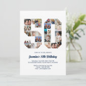 Invitation 50e anniversaire Numéro 50 Photo personnalisée Col (Debout devant)