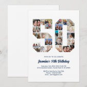 Invitation 50e anniversaire Numéro 50 Photo personnalisée Col (Devant / Derrière)