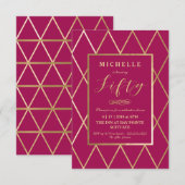 Invitation 50e Anniversaire - Or, Elégant, tendanc (Devant / Derrière)