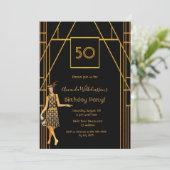 Invitation 50e anniversaire or noir 1920's art déco (Debout devant)
