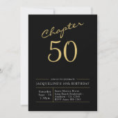 Invitation 50e Anniversaire Or Script moderne Noir (Devant)