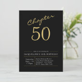 Invitation 50e Anniversaire Or Script moderne Noir (Debout devant)