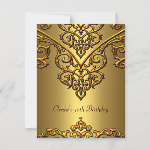 Invitation 50e Anniversaire Or sur Or Overlay